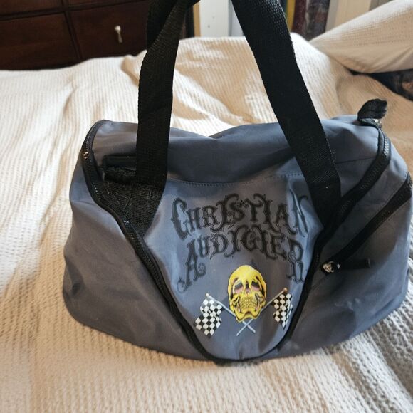 Vintage Y2K Ed Hardy Duffle Travel Bag Christian Audigier Zip Luggage Carry-On